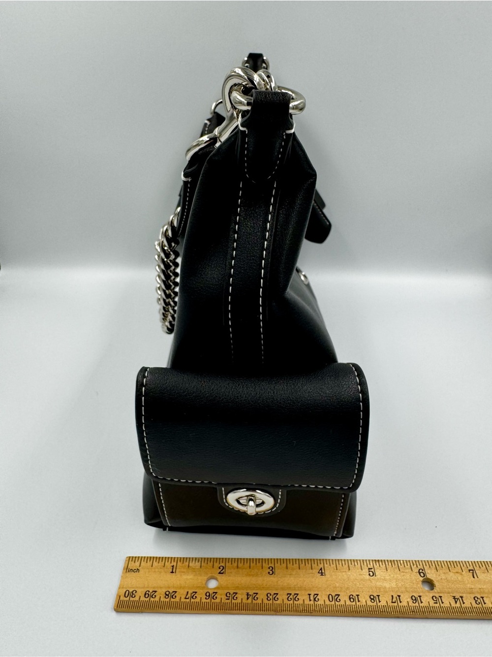 Coach Black Leather Shoulder Bag With Detachable leather and chain Straps - Picture 12 of 16